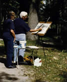 Artist at work outdoors